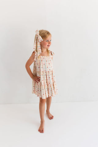In My Jammers Cherry Grid Tier Twirl Dress
