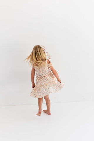 In My Jammers Cherry Grid Tier Twirl Dress