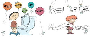 Time to Pee! Board Book Board Book
Cartoon illustration of a boy and girl with toilet paper and balloons, teaching proper use.