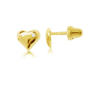 Cherished Moments, Cherished Moments 14K Gold Puff Heart Earrings - Basically Bows & Bowties