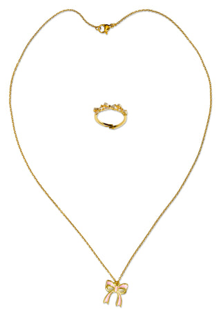 Iscream Beautiful Bows Ring and Necklace Set
