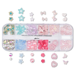 Iscream Tackle Box Stick-On Gems
Assorted nail art decorations in a clear storage box on a white background