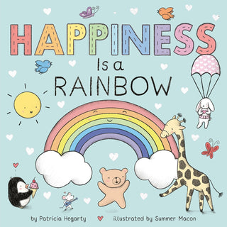 Penguin Random House Happiness Is a Rainbow (Books of Kindness) Board Book
Book cover of 'Happiness is a Rainbow' with colorful text and illustrations on a light blue background.
