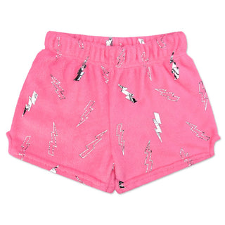 Iscream Pink Foil Lightning Plush Shorts