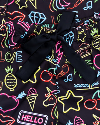 Sunshine Society Kids Silky Neon Girl Short Sleeve with Shorts Set