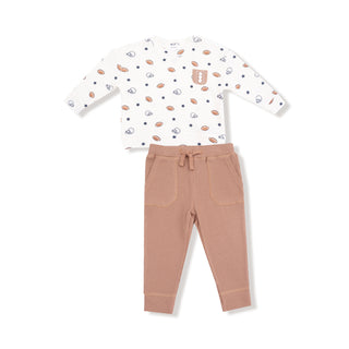 Angel Dear, Angel Dear French Drop Sleeve Long Sleeve Shirt & Jogger Set - Football and Stars - Basically Bows & Bowties