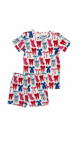 In My Jammers Patriotic Bow S/S 2pc PJ Set