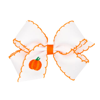Harvest Embroidered Moonstitch Grosgrain Hair Bow on Clippie, Wee Ones, Alligator Clip, Alligator Clip Hair Bow, cf-size-king, cf-size-medium, cf-type-hair-bow, cf-vendor-wee-ones, Clippie, C