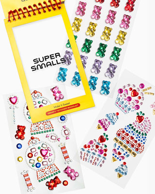 Super Smalls Make It Sweet Gemify™ Sticker Booklet Colorful stickers with 'Super Smalls' packaging on a white background