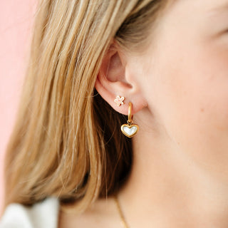 Pip Pop Post Mother of Pearl Heart Charm Hoop