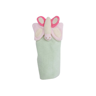 Angel Dear Blankie - Butterfly
Green sock with a pink butterfly design on a white background