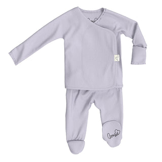 Bonsie Footie - Hush Sky
Gray baby outfit with long-sleeve top and pants on a white background