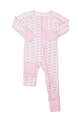 The Uptown Baby Convertible Zip Romper - Pink Bows