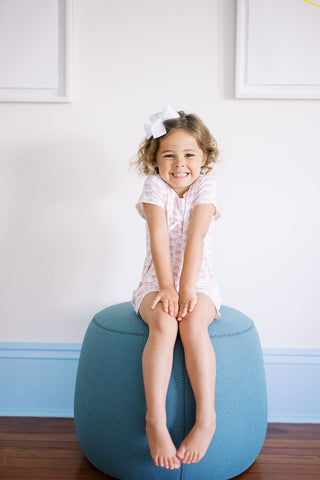 The Uptown Bamboo Short Sleeve Dress Set - Pink Bows