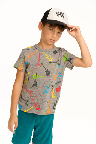 Chaser Guitars S/S Gray Tee, Chaser, cf-size-10, cf-size-2, cf-size-4, cf-type-shirt, cf-vendor-chaser, Chaser, Chaser Brand, Chaser Tee, Guitar, short Sleeve Tee, Shirt - Basically Bows & Bo