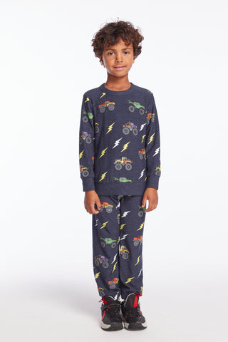 Chaser Monster Truck Rally Boys Long Sleeve Pullover