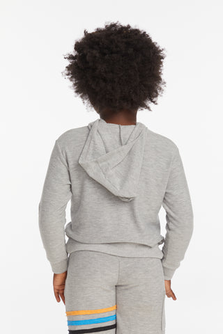 Striped Heather Grey Boys Pullover Hoodie