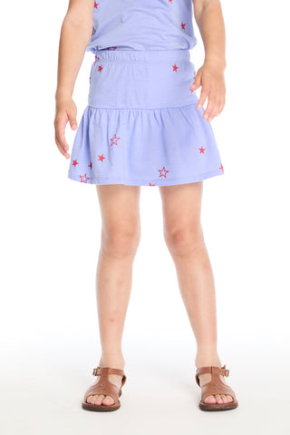 Chaser Tossed Stars Powder Blue Peplum Skort