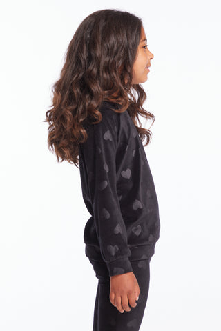 Chaser Blouson Sleeve Girls Licorice Heart Raglan Pullover