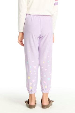 Chaser Candy Stars Pants
Person wearing light purple pants with star patterns on a white background