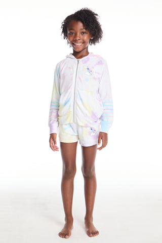 Chaser Rainbow Stripe Girls Zip Up Hoodie