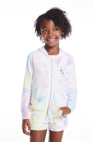 Chaser Rainbow Stripe Girls Zip Up Hoodie