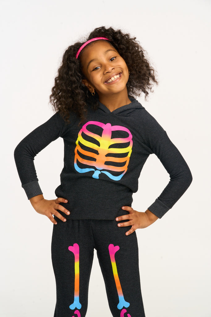 Chaser Rainbow Skeleton Pullover Hi Lo Hoodie Basically Bows