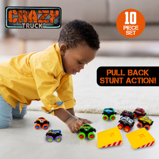 Crazy Trucks Die Cast Pull-Back Trucks 10pc Set
