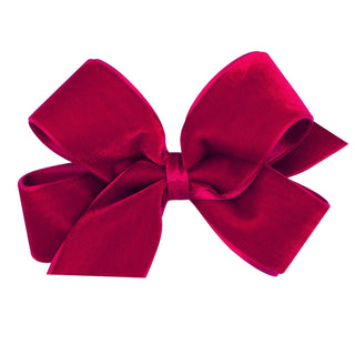 Cardinal Red Wee Ones Medium Satin Lined Velvet Hair Bow on Clippie
Red velvet bow on a white background