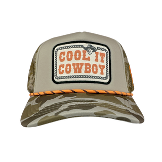 Tiny Whales Cool It Cowboy Trucker Hat - Tan Camo