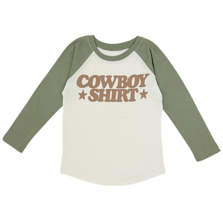 Tiny Whales Cowboy Shirt L/S Raglan - Natural / Pine