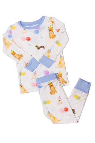 The Uptown Baby Bamboo Long Sleeve Pajama Set - Blue Dog Party