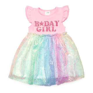 Sweet Wink, Sweet Wink Pastel Rainbow BDay Girl Patch Short Sleeve Dress - Basically Bows & Bowties