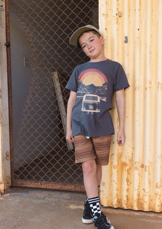 Tiny Whales, Tiny Whales Enjoy the Ride Short Sleeve Tee - Faded Black - Basically Bows & Bowties