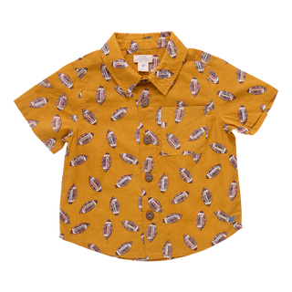 Pink Chicken, Blue Rooster Boys Jack Shirt - Flying Footballs - Basically Bows & Bowties