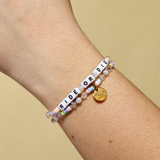 Little Words Project Bracelet - Friendship: Ride or Die
Bracelet with 'RIDE OR DIE' on a wrist against a beige background