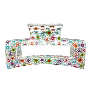 Lil Darlings Multi Flower Glitter Hair Clip
Colorful floral-patterned hair clip on a white background