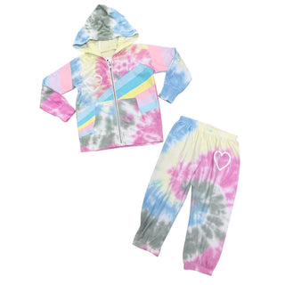 Chaser Pastel Tie Dye Zip Up Hoodie