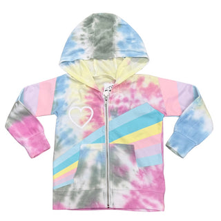 Chaser Pastel Tie Dye Zip Up Hoodie