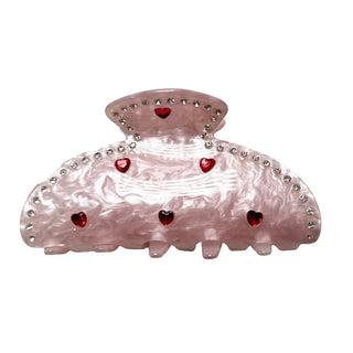 Lil Darlings Inc, Lil Darlings Pink Heart Rhinestone Hair Clip - Basically Bows & Bowties