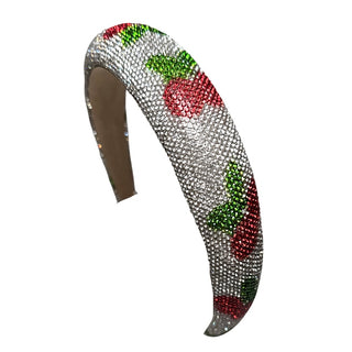 Rhinestone Embellished Cherry Headband - Silver
Decorative headband with colorful stones on a white background