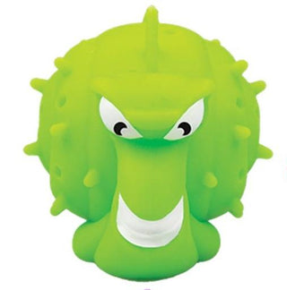 Green Master Toys Splash Fun Monster Water Ball Four colorful rubber toys shaped like a green creature, red crab, purple octopus, and yellow jellyfish on a white background.