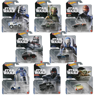 Mattel Hot Wheels Blockbuster Star Wars Diecast Collection of Hot Wheels Star Wars action figures in packaging on a white background