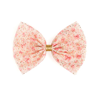 Sweet Wink Ditsy Floral Tulle Bow Clip