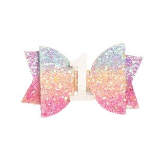 Sweet Wink Pastel Rainbow #1 Glitter Bow Clip