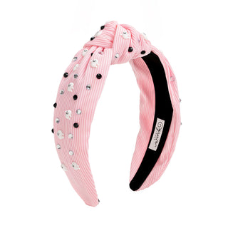 Sweet Wink Spooky Halloween Gemstone Headband - Women's 
Pink headband with black and white polka dots on a white background