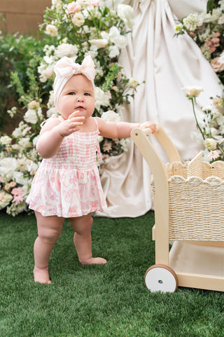 In My Jammers Spring Floral Bows Smocked Bubble Romper