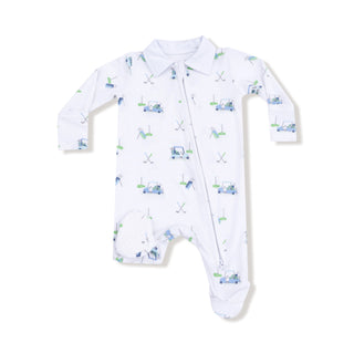 Angel Dear, Angel Dear Polo Footie with Zipper - Baby Golf Carts Blue - Basically Bows & Bowties