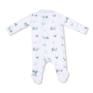 Angel Dear, Angel Dear Polo Footie with Zipper - Baby Golf Carts Blue - Basically Bows & Bowties