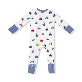 Angel Dear, Angel Dear 2 Way Zipper Romper - Mini Tractors - Basically Bows & Bowties